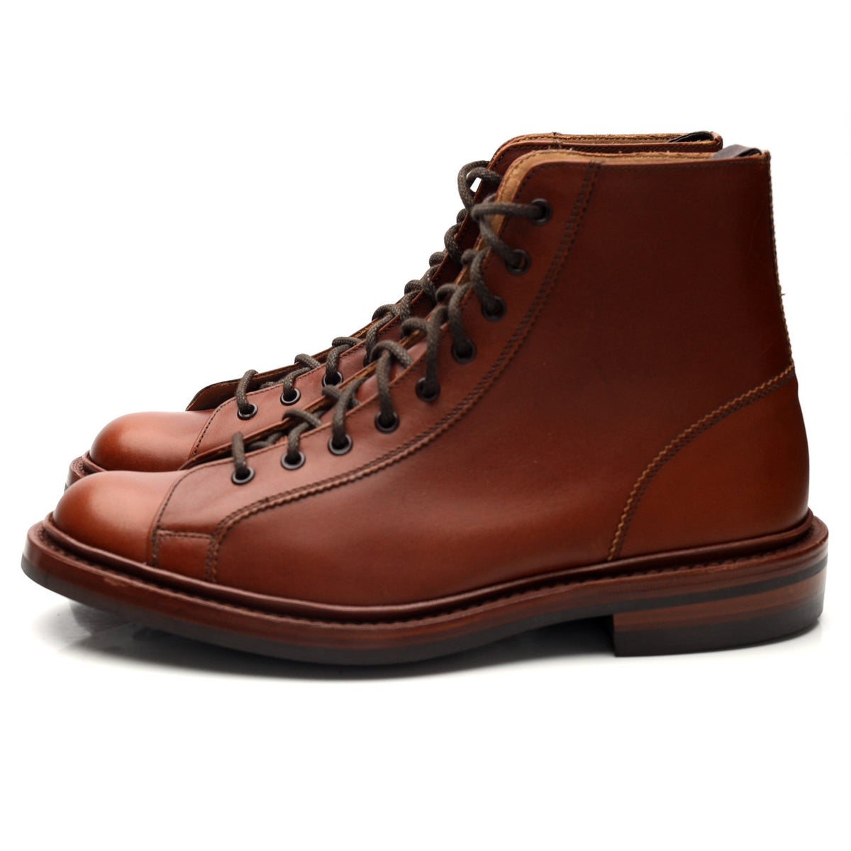 &#39;Ethan&#39; Tan Brown Leather Monkey Boots UK 7