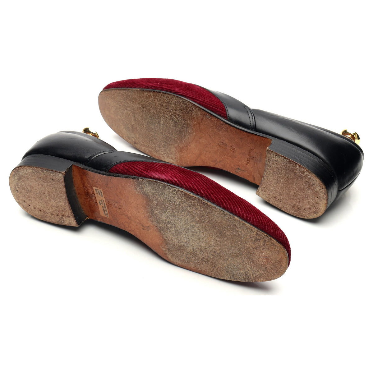 'Eton' Burgundy Leather Cord Slippers UK 9.5