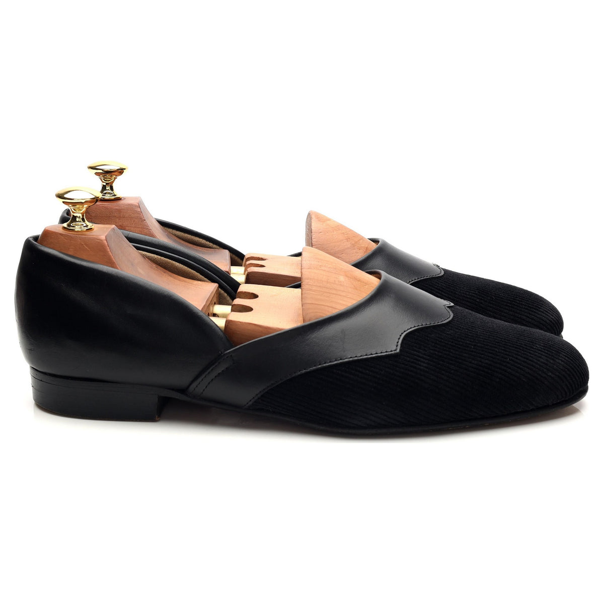 'Eton' Black Leather Cord Slippers UK 9.5