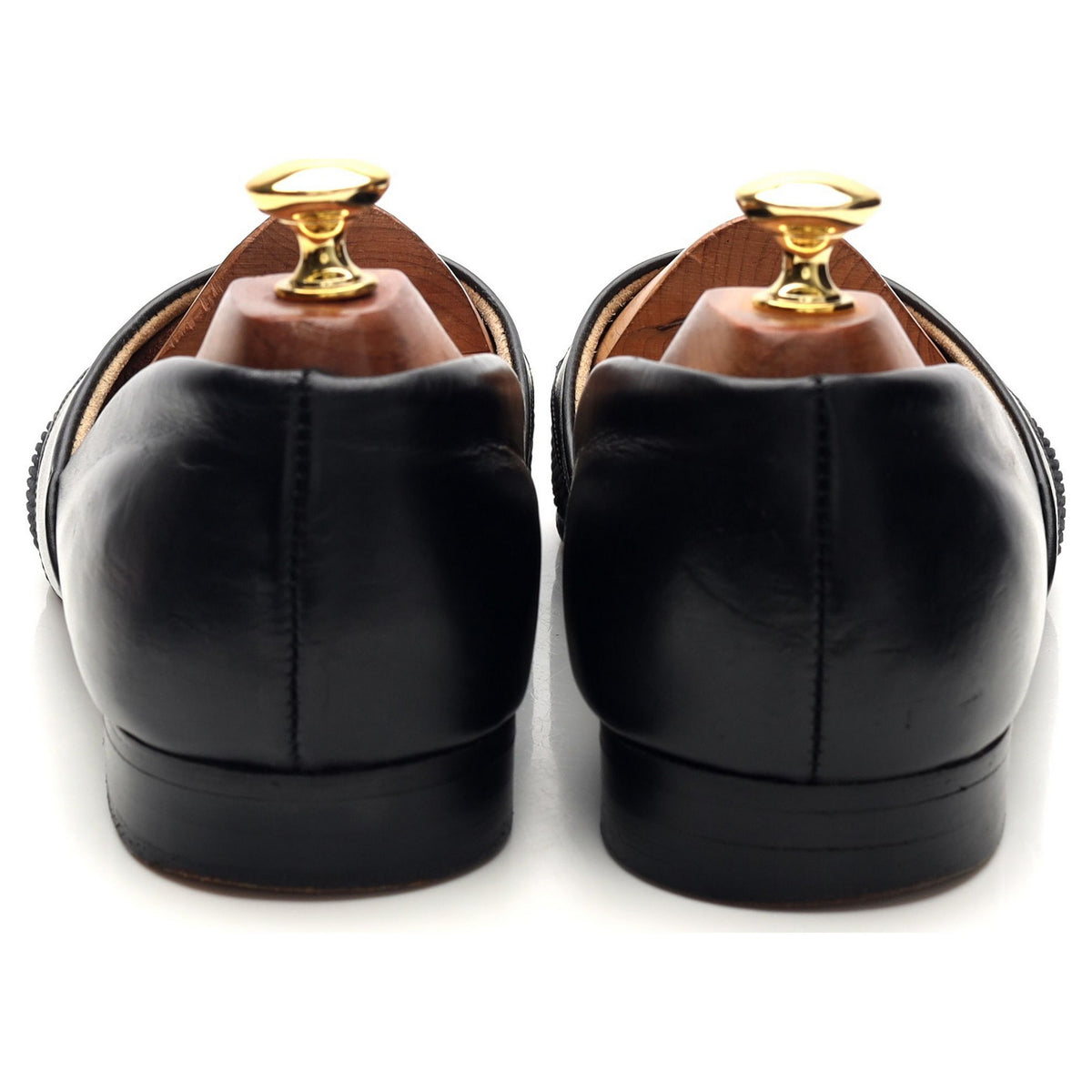 'Eton' Black Leather Cord Slippers UK 9.5