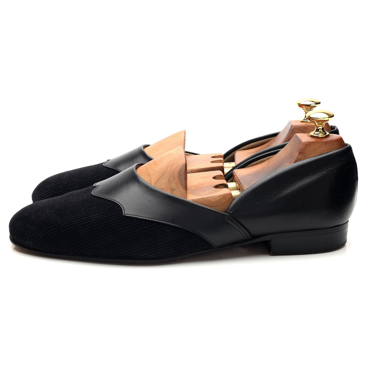 'Eton' Black Leather Cord Slippers UK 9.5