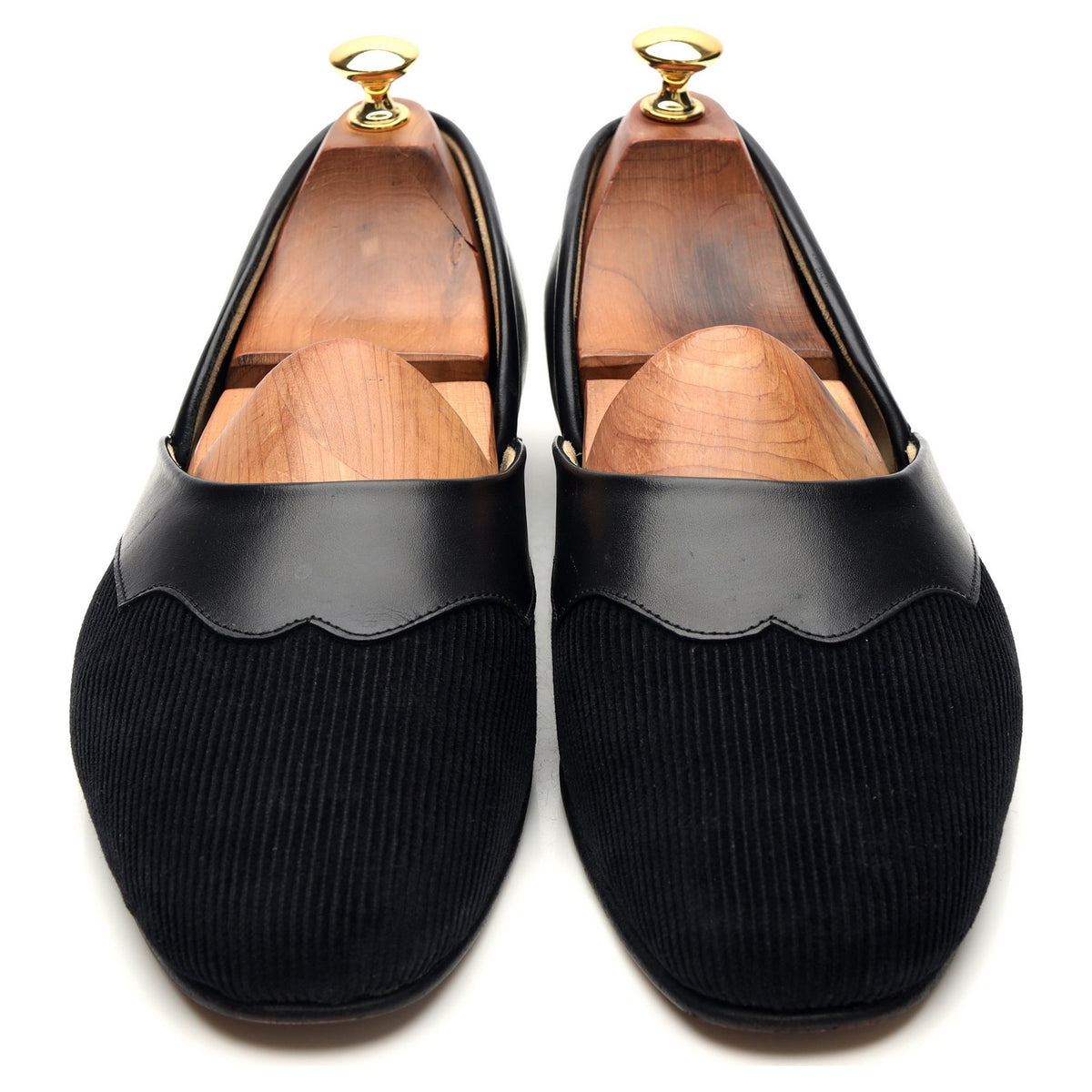 'Eton' Black Leather Cord Slippers UK 9.5
