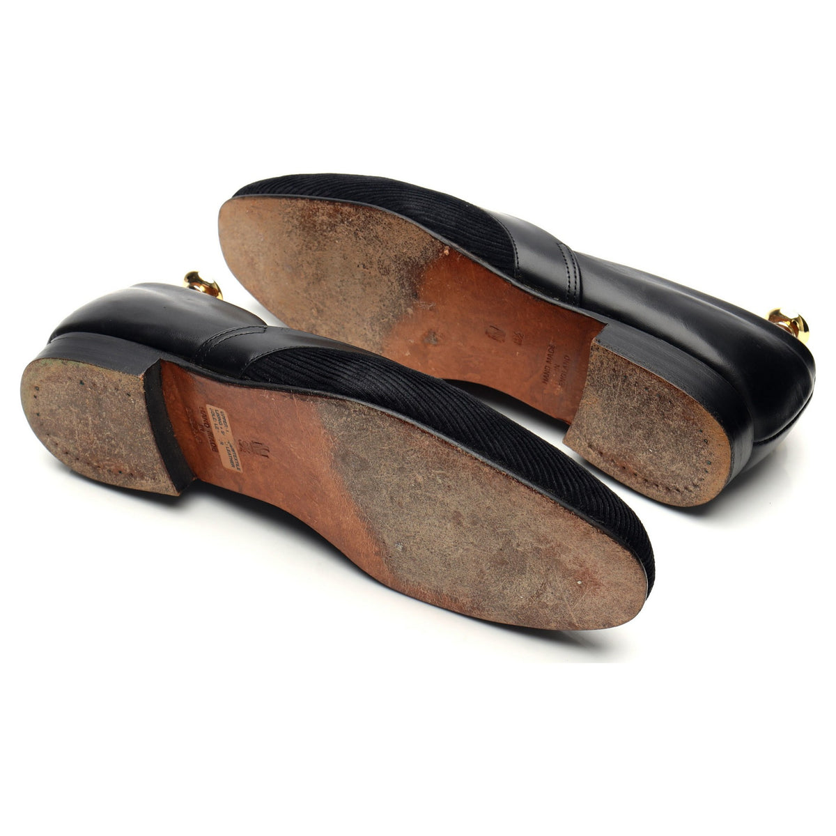 'Eton' Black Leather Cord Slippers UK 9.5
