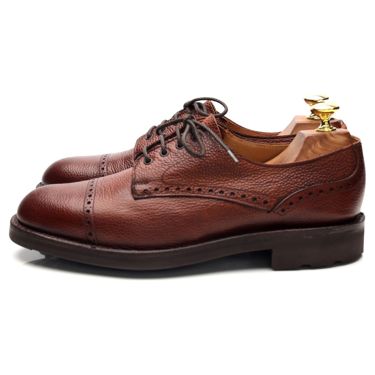 Women's Holland & Holland 'Churchill' Brown Grain Leather Veldtschoen Derby UK 7.5