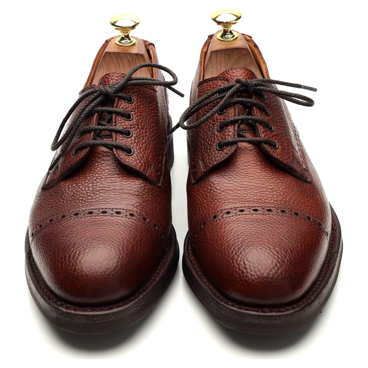 Women's Holland & Holland 'Churchill' Brown Grain Leather Veldtschoen Derby UK 7.5