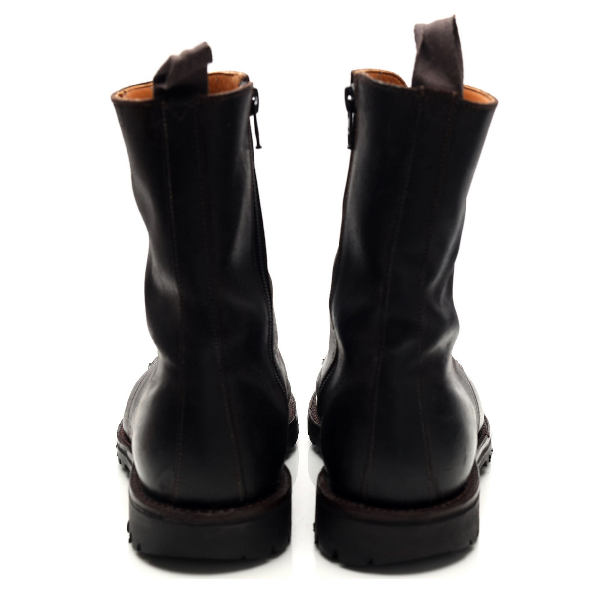 Dark Brown Waxed Leather Boots UK 7