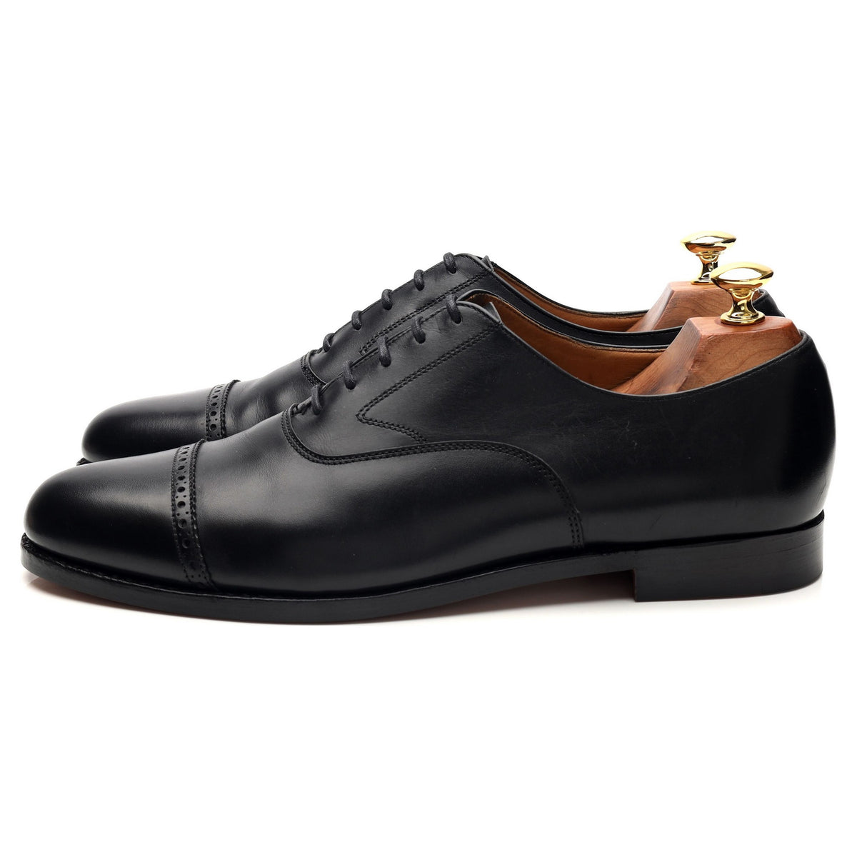 Peal & Co Black Leather Oxford UK 9.5 US 10 E