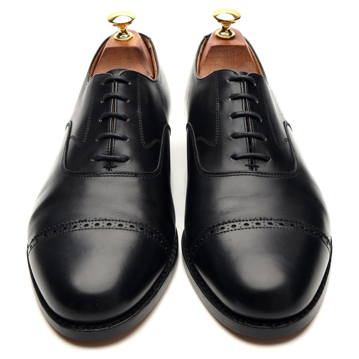 Peal & Co Black Leather Oxford UK 9.5 US 10 E