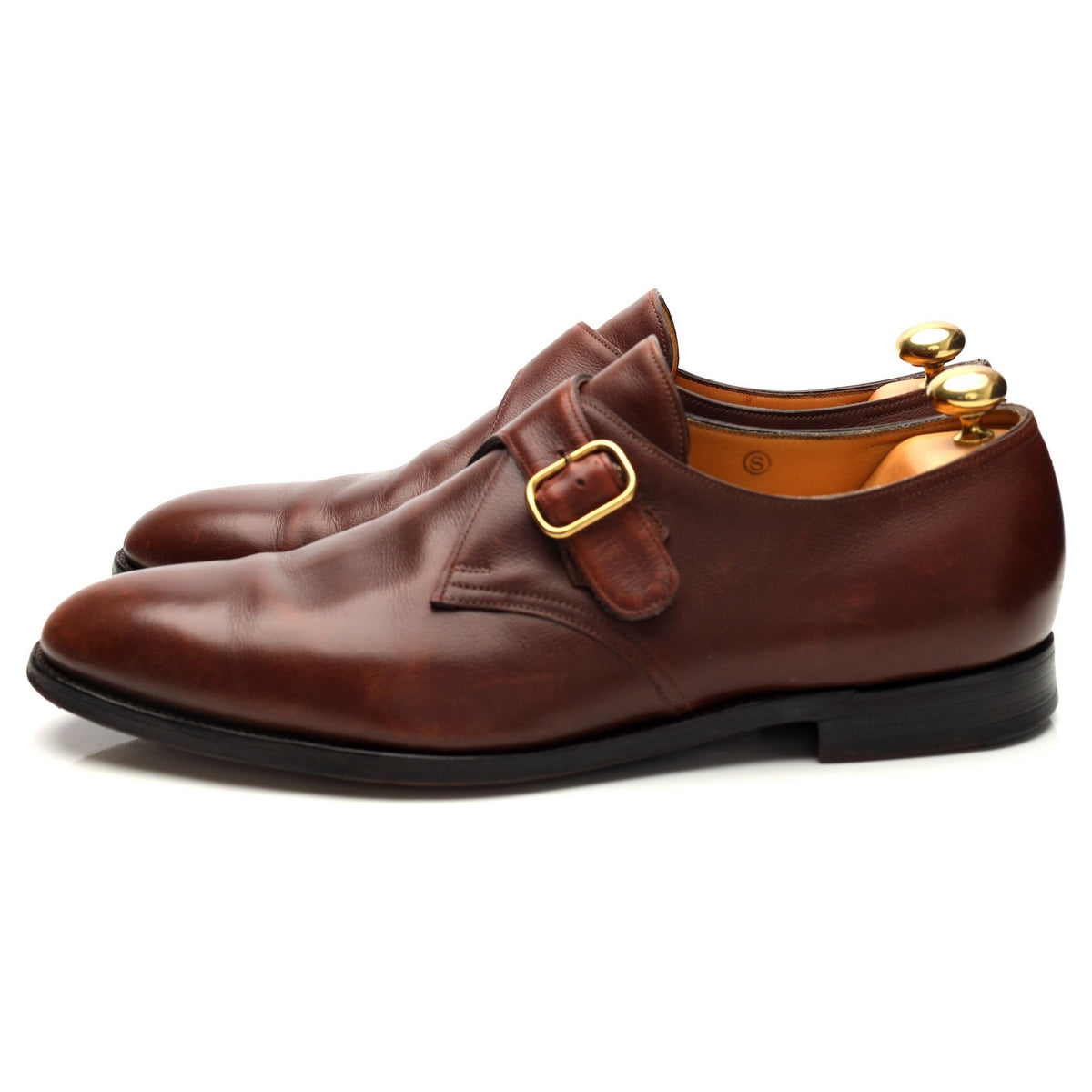 &#39;Fould&#39; Brown Leather Monk Strap UK 10.5 E