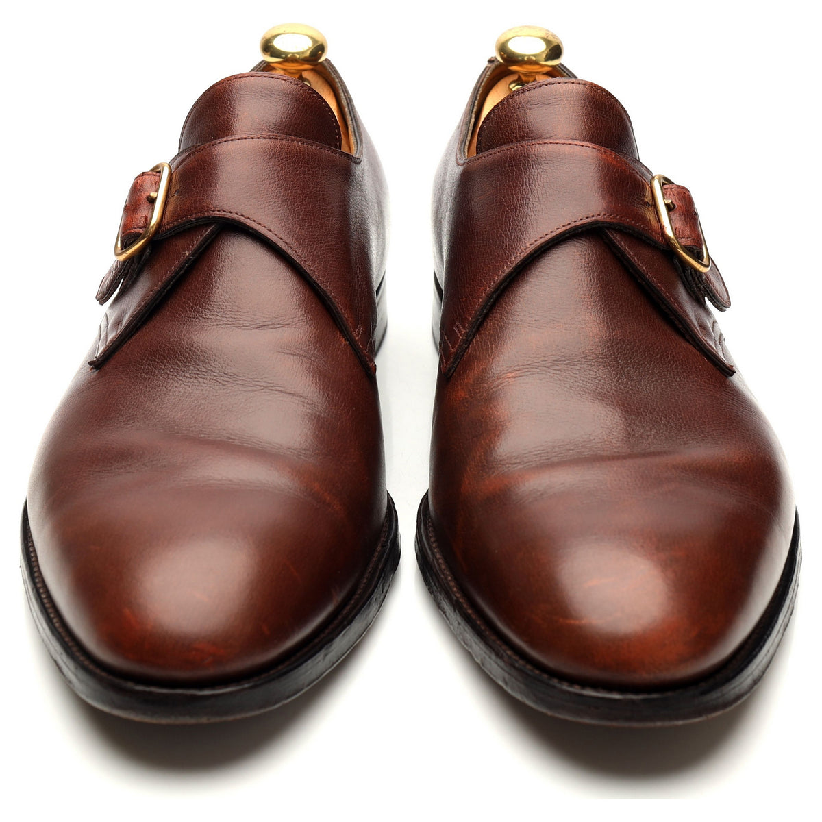 &#39;Fould&#39; Brown Leather Monk Strap UK 10.5 E