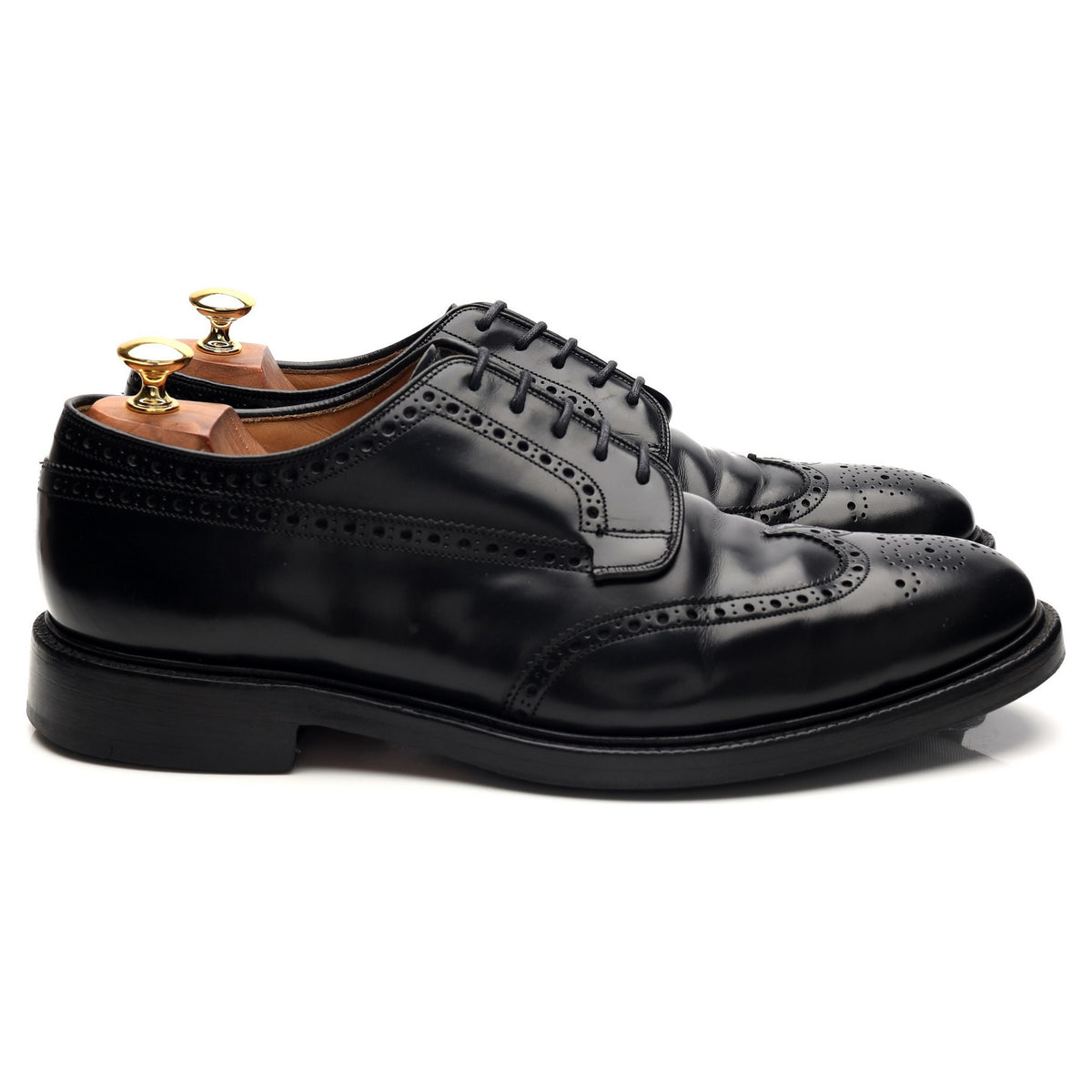 'Grafton' Black Leather Derby Brogues UK 10.5 F
