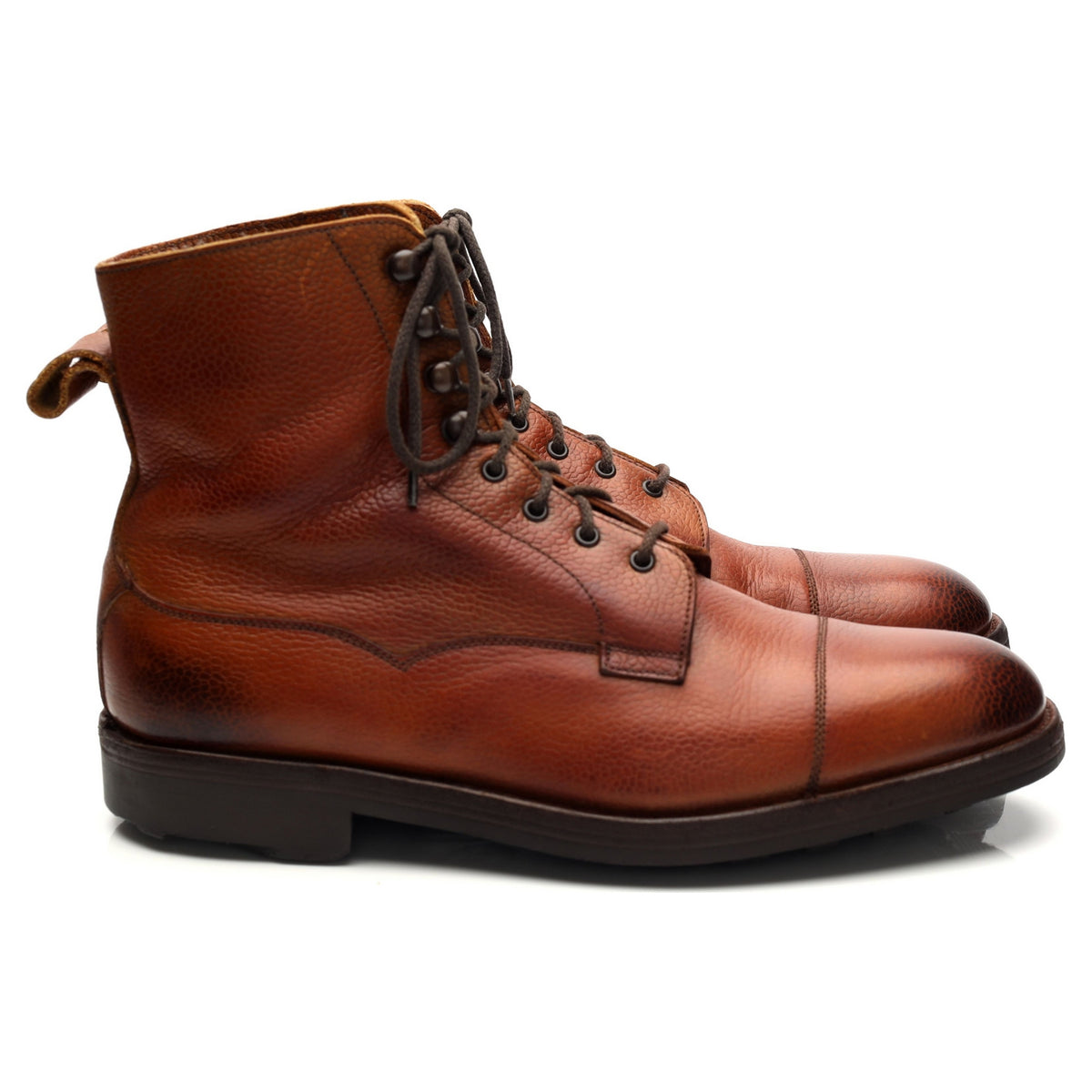 &#39;Galway&#39; Tan Brown Grain Leather Boots UK 7.5 E
