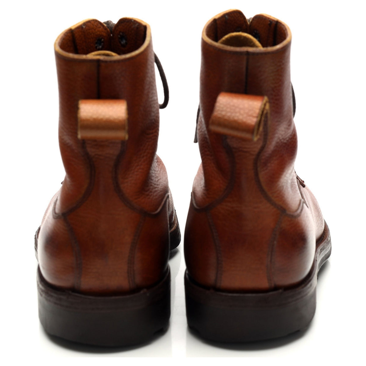 &#39;Galway&#39; Tan Brown Grain Leather Boots UK 7.5 E