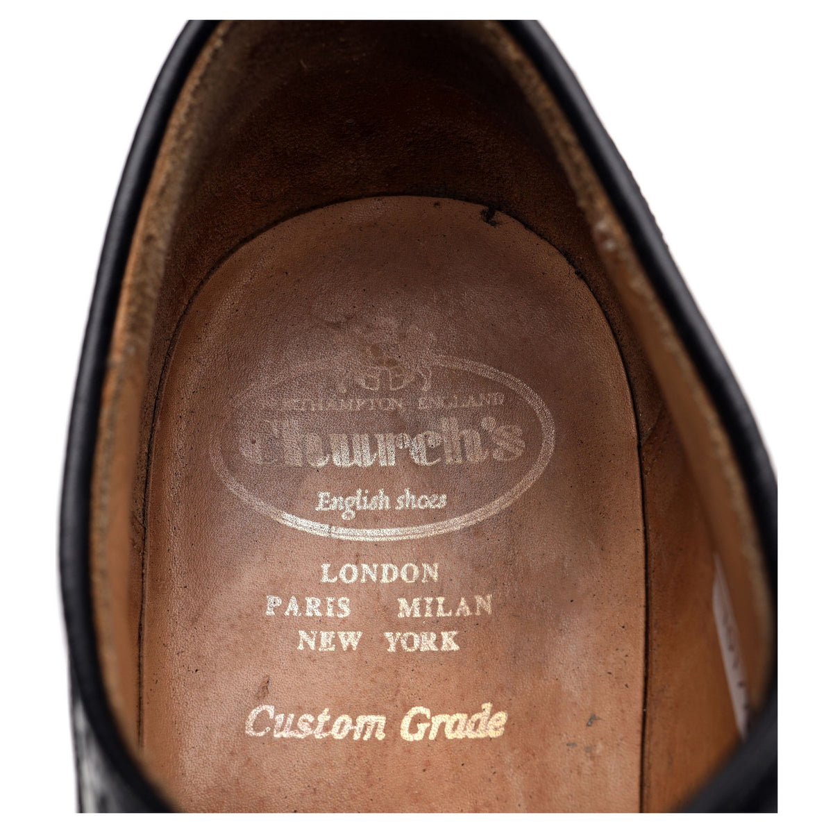 'Grafton' Black Leather Derby Brogues UK 10.5 F