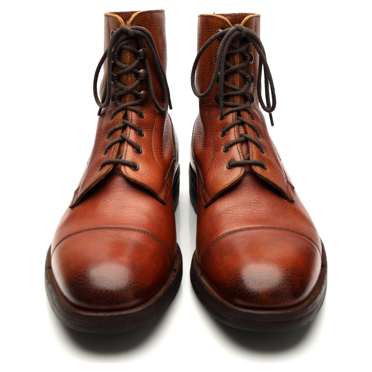 &#39;Galway&#39; Tan Brown Grain Leather Boots UK 7.5 E