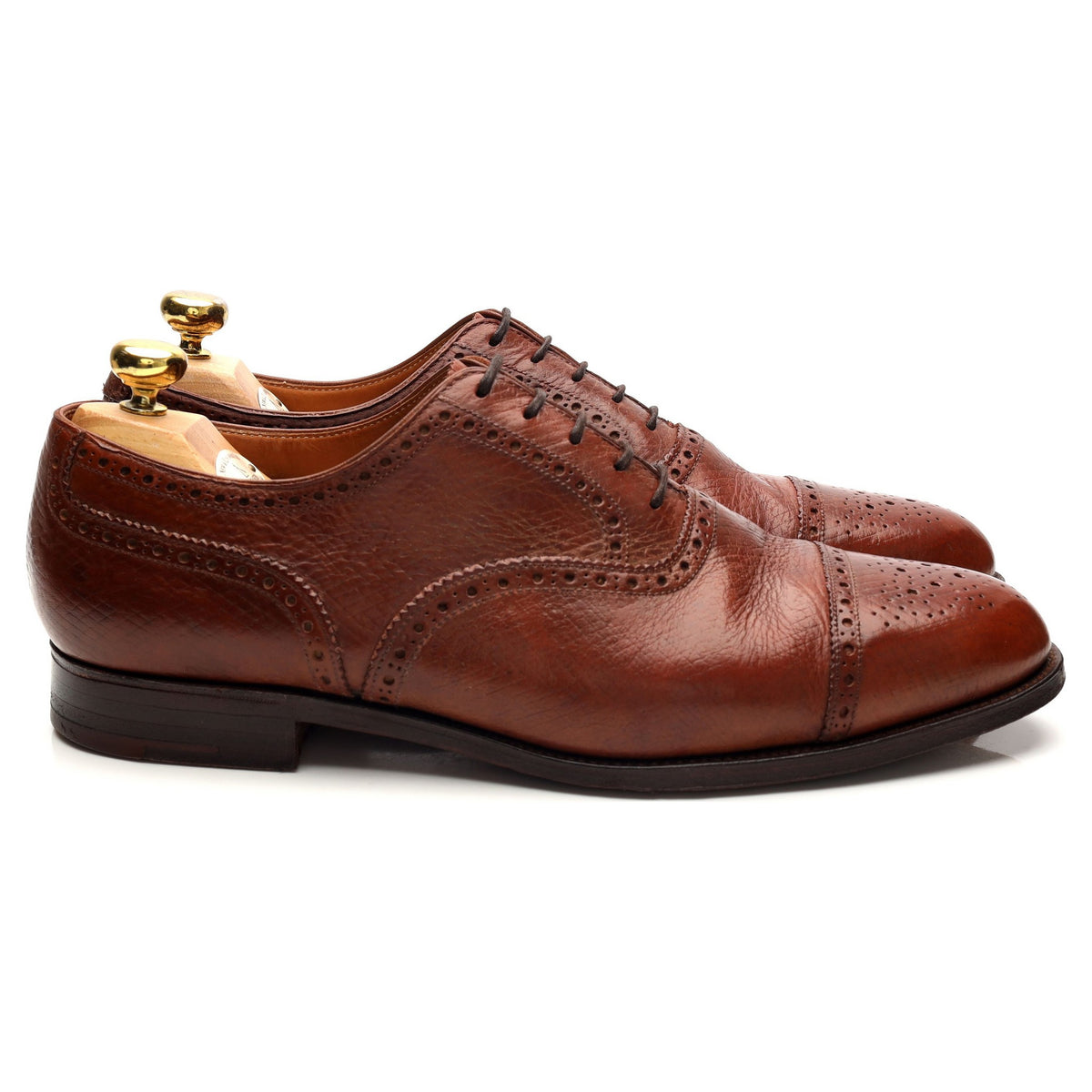 New & Lingwood Brown Russian Grain Leather Oxford Brogues UK 10 E