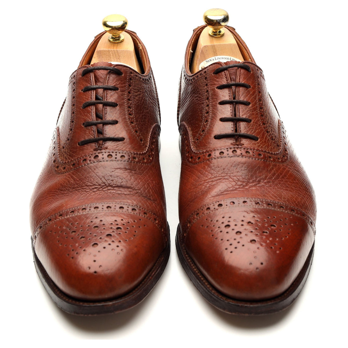 New & Lingwood Brown Russian Grain Leather Oxford Brogues UK 10 E