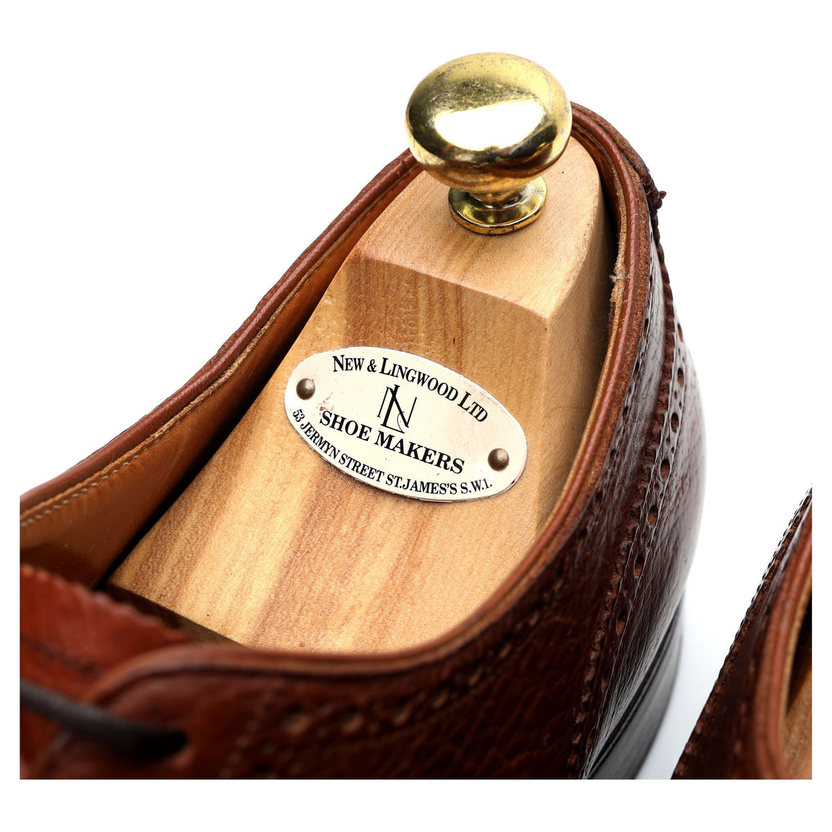 New & Lingwood Brown Russian Grain Leather Oxford Brogues UK 10 E