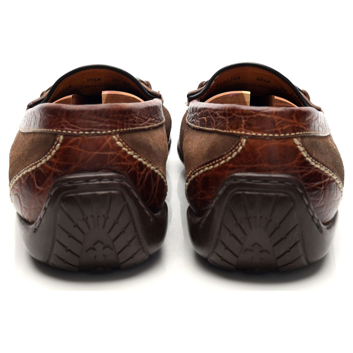 'Saxon' Brown Suede / Crocodile Grain Leather Horsebit Loafers UK 9.5 US 10.5