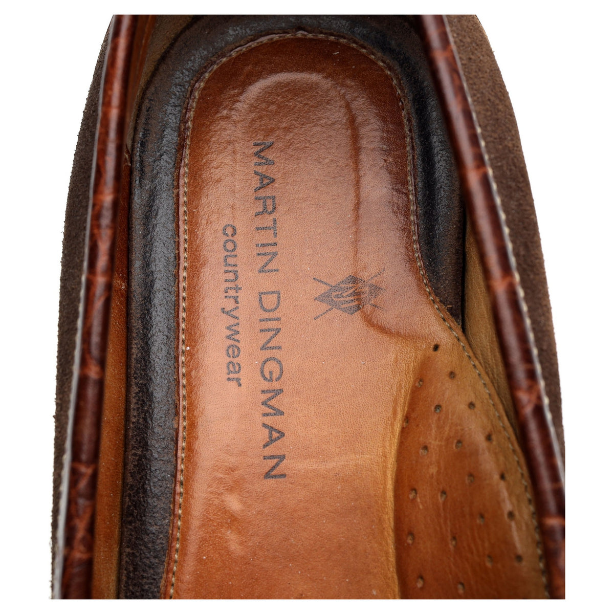 'Saxon' Brown Suede / Crocodile Grain Leather Horsebit Loafers UK 9.5 US 10.5