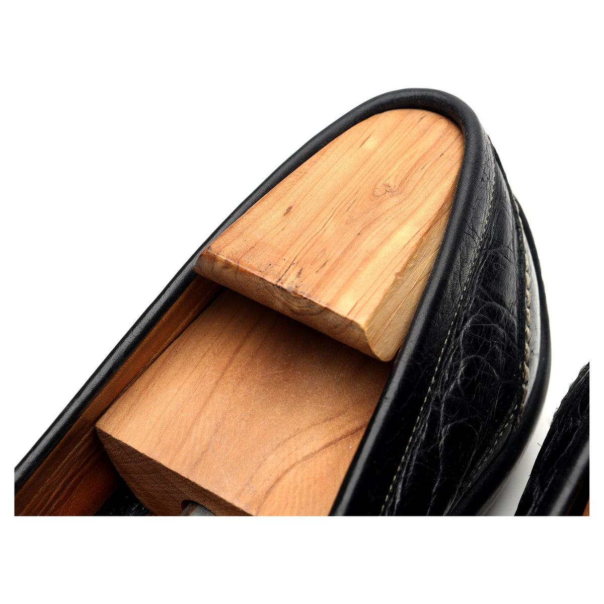 'Saxon' Black Crocodile Grain Leather Horsebit Loafers UK 9.5 US 10.5