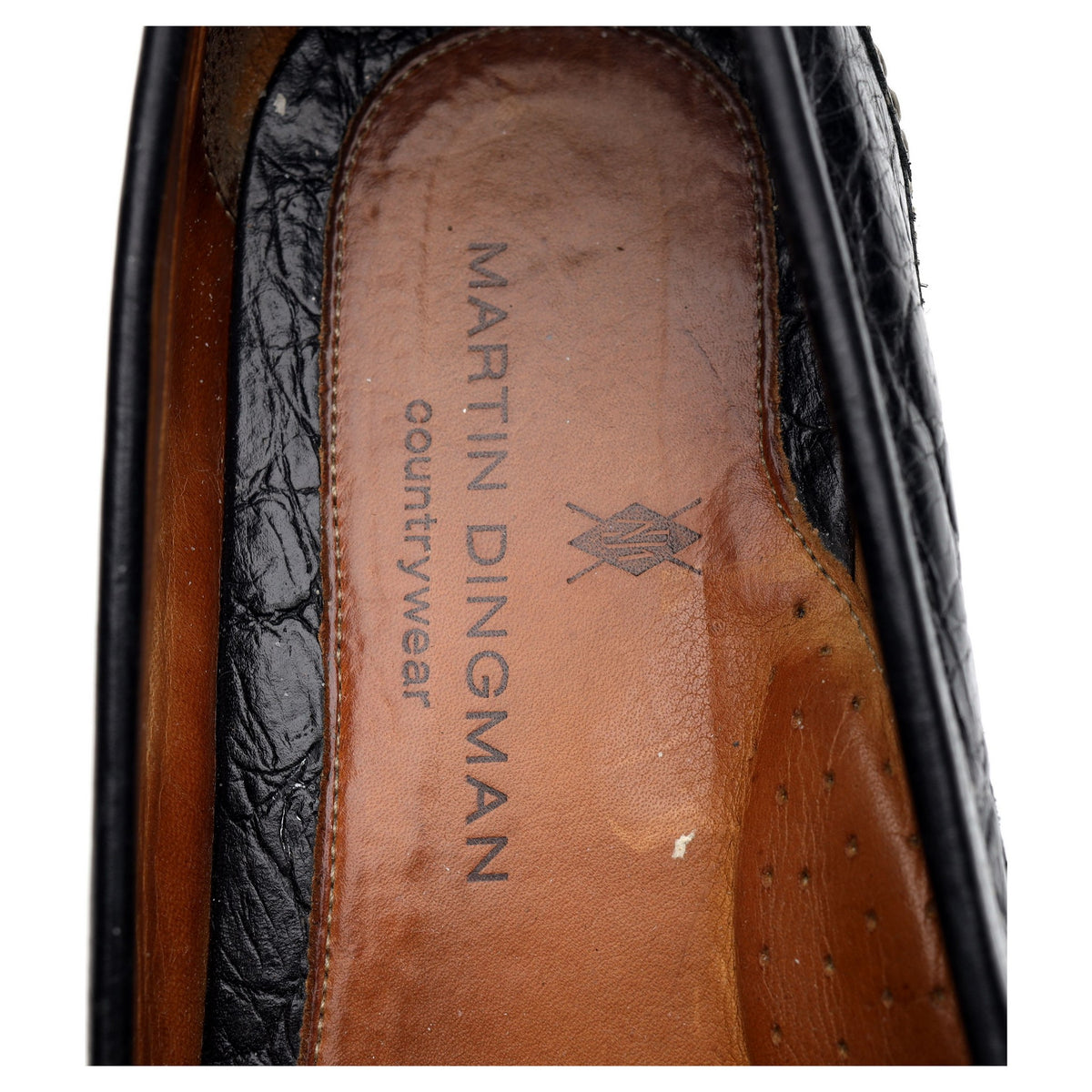 'Saxon' Black Crocodile Grain Leather Horsebit Loafers UK 9.5 US 10.5