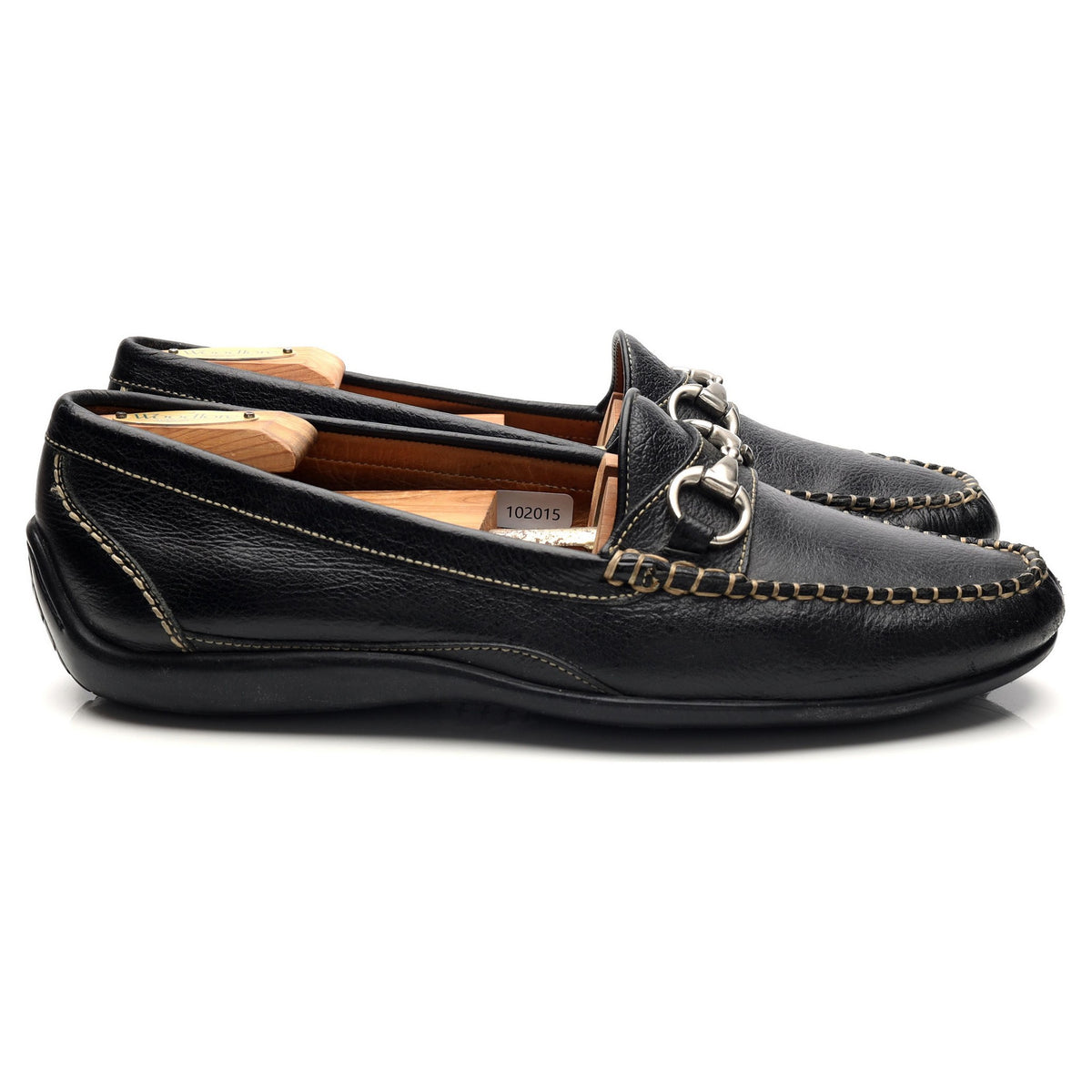 'Saxon' Black Grain Leather Horsebit Loafers UK 9.5 US 10.5