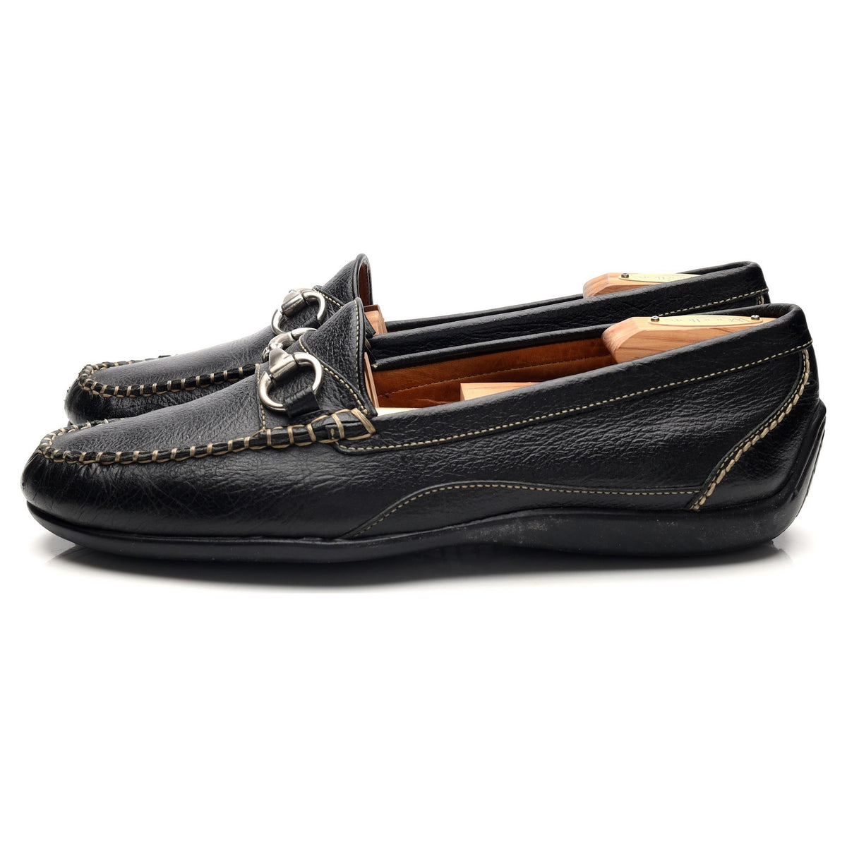 'Saxon' Black Grain Leather Horsebit Loafers UK 9.5 US 10.5