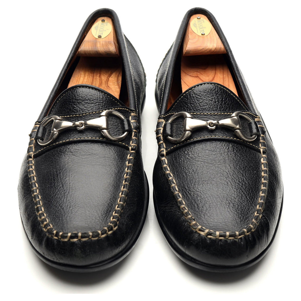 'Saxon' Black Grain Leather Horsebit Loafers UK 9.5 US 10.5