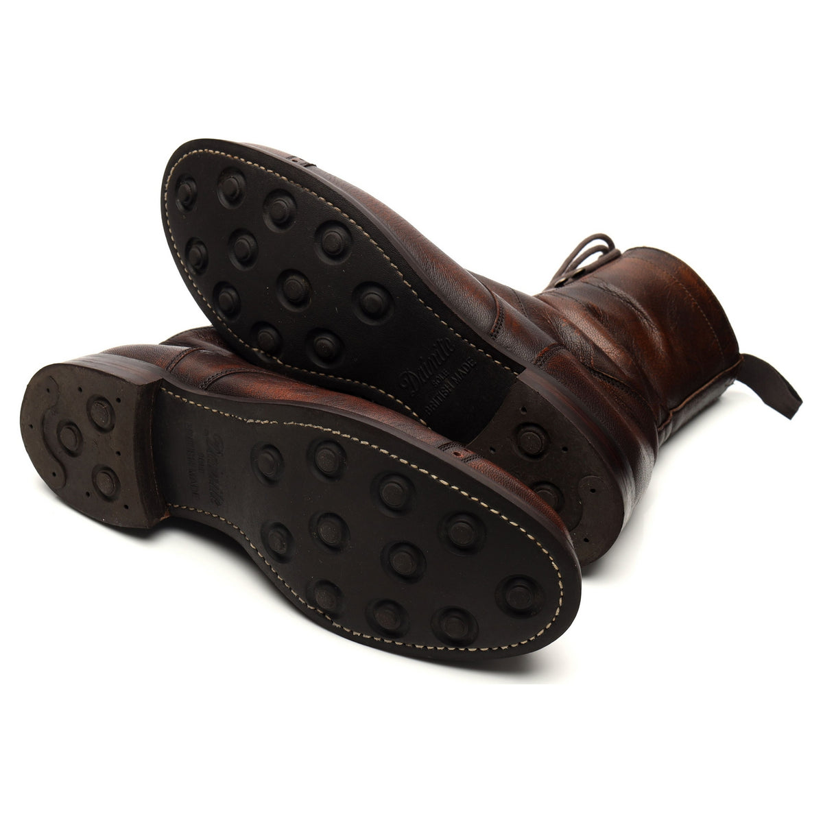 &#39;Tiger Moth&#39; Dark Brown Grain Leather Military Boots UK 8 F
