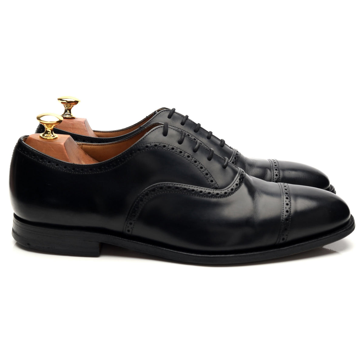 &#39;Legate&#39; Black Leather Oxford Semi Brogues UK 9.5 F
