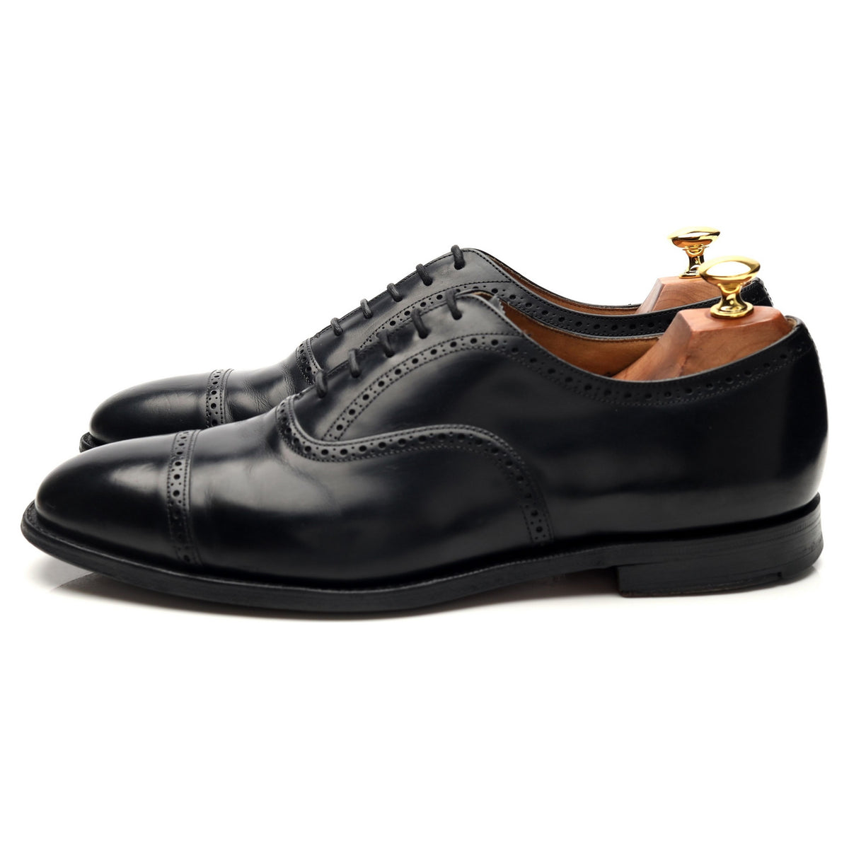 &#39;Legate&#39; Black Leather Oxford Semi Brogues UK 9.5 F