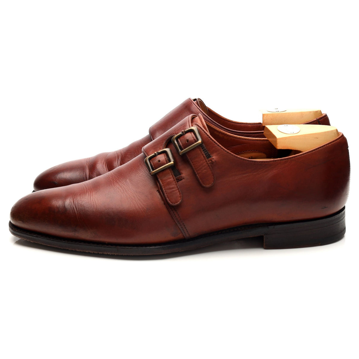 Tan Brown Leather Double Monk Strap UK 10 E