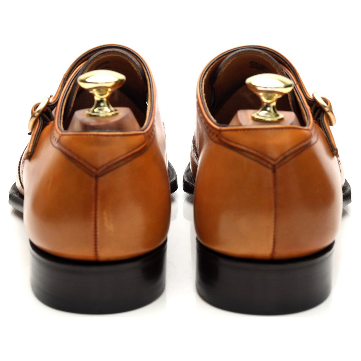Crown Collection &#39;Wyatt&#39; Tan Brown Leather Double Monk Strap UK 7.5 F