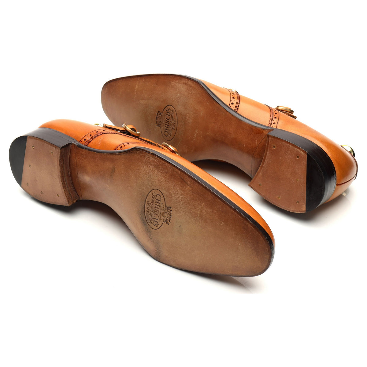 Crown Collection &#39;Wyatt&#39; Tan Brown Leather Double Monk Strap UK 7.5 F