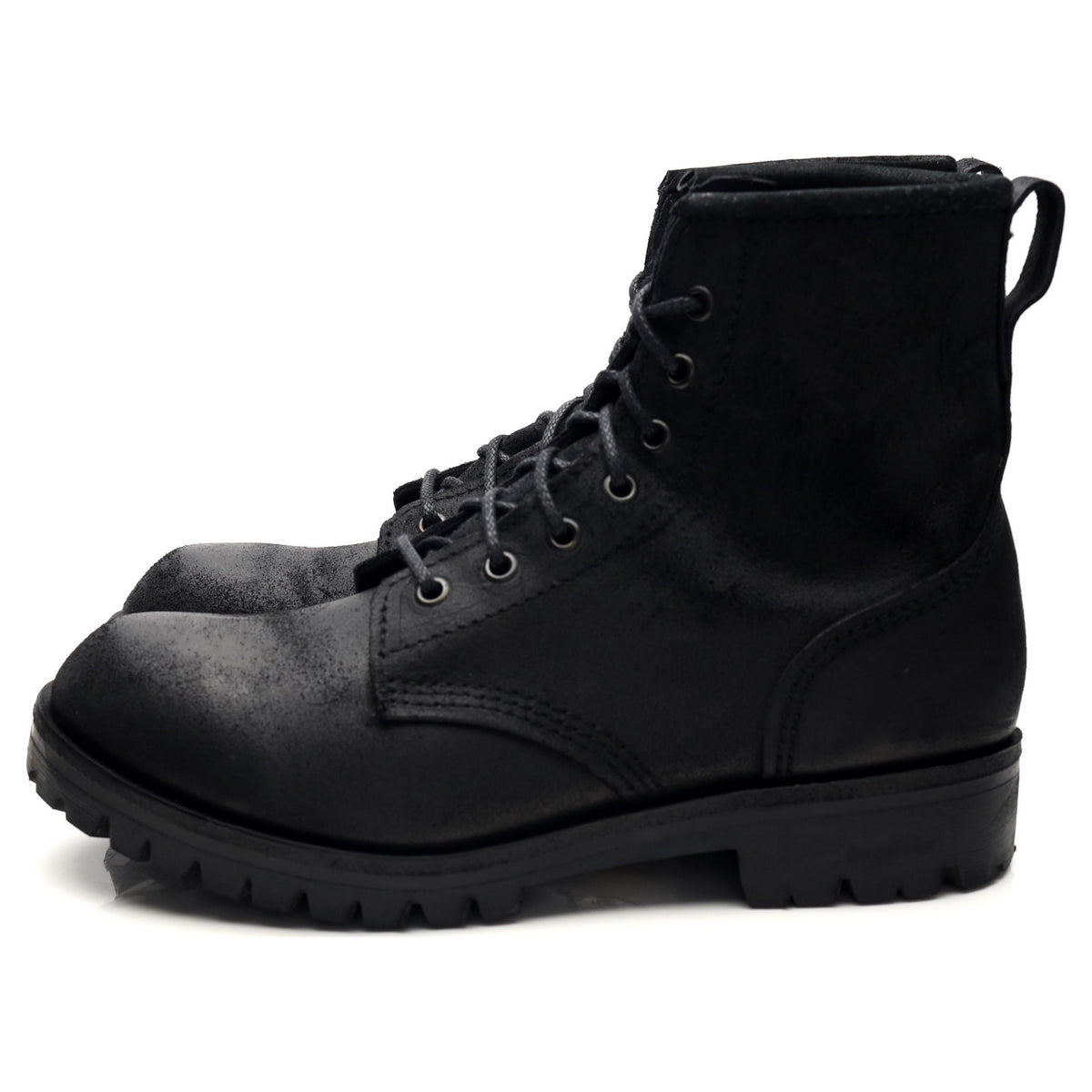 MTO Black Rough Out Suede Field Boots UK 7