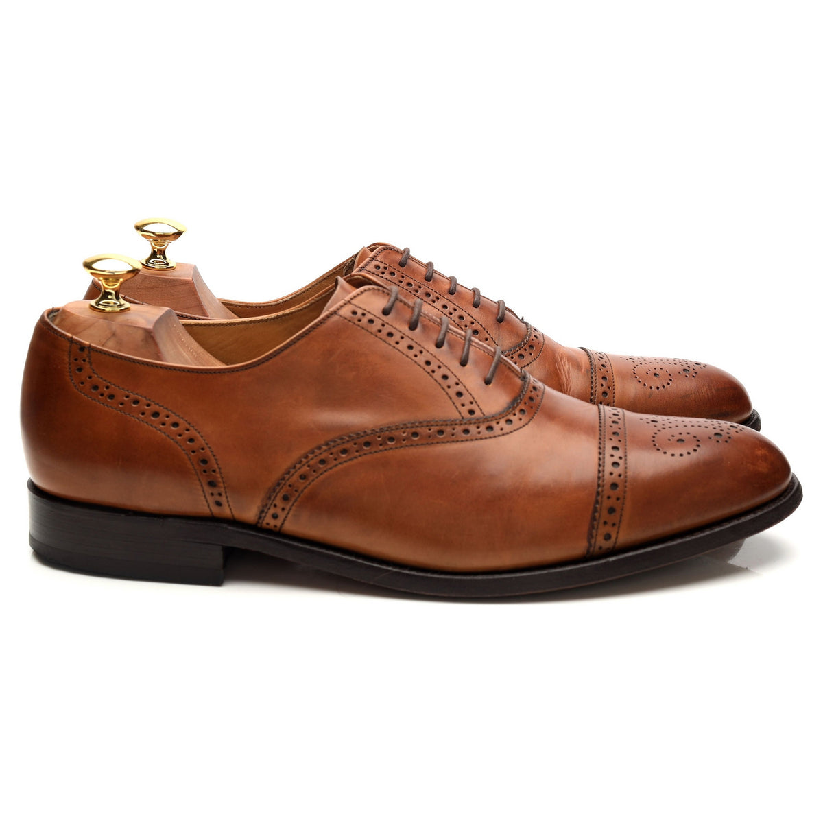 &#39;Wallace&#39; Tan Brown Leather Oxford Brogues UK 10.5 G