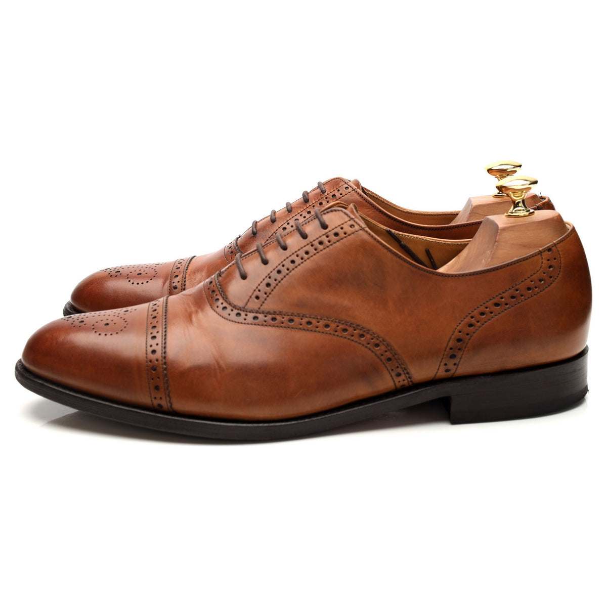 &#39;Wallace&#39; Tan Brown Leather Oxford Brogues UK 10.5 G