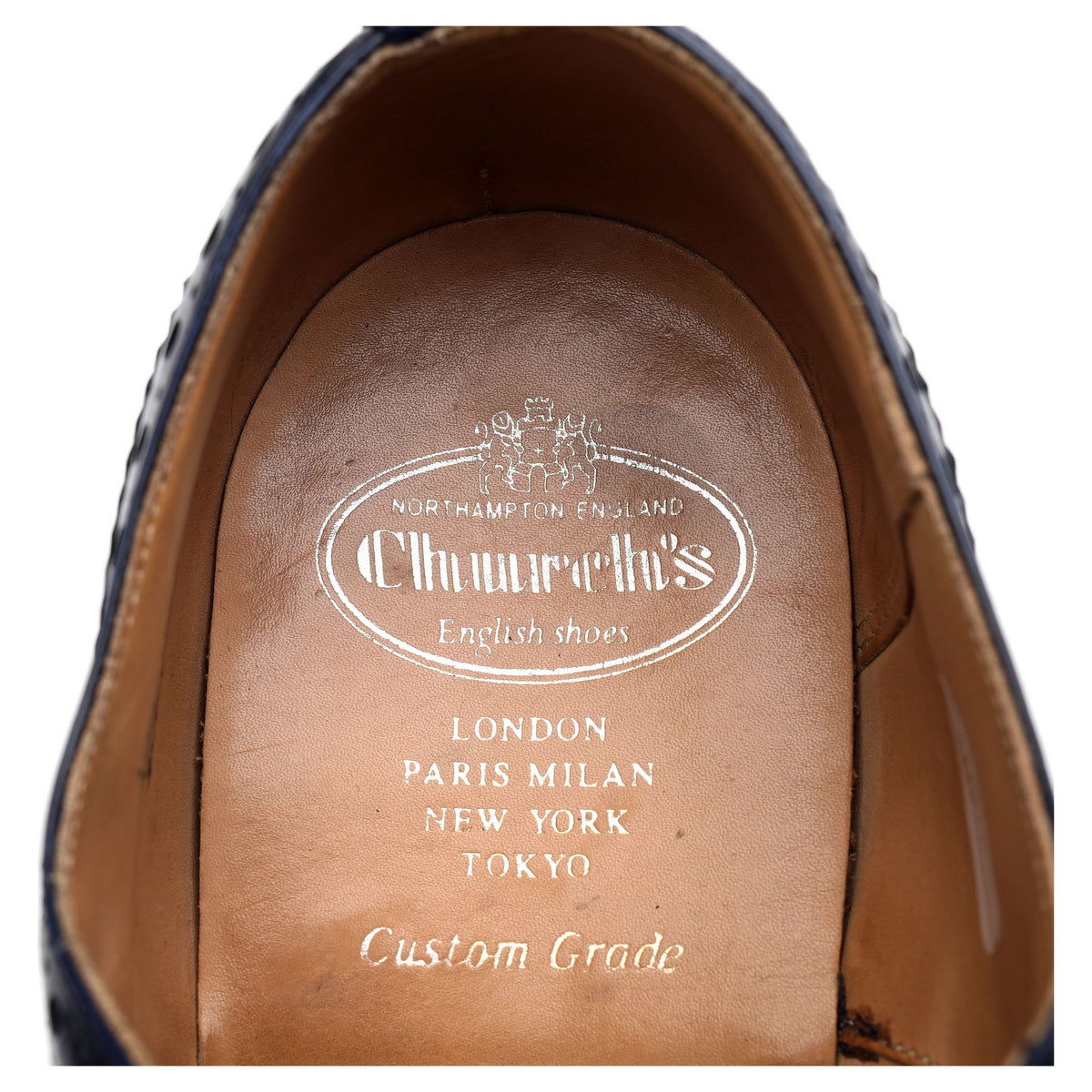 'Burwood' Navy Blue Leather Oxford Brogues UK 10 G