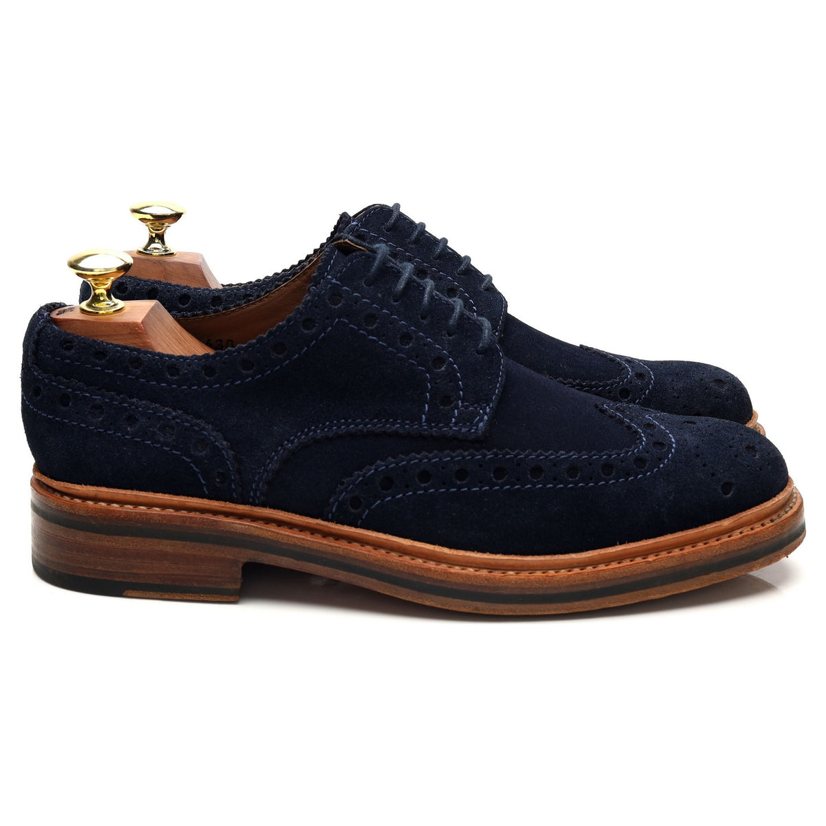 'Archie' Navy Blue Suede Derby Brogues UK 7 G