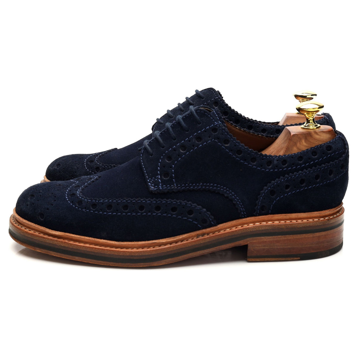 'Archie' Navy Blue Suede Derby Brogues UK 7 G