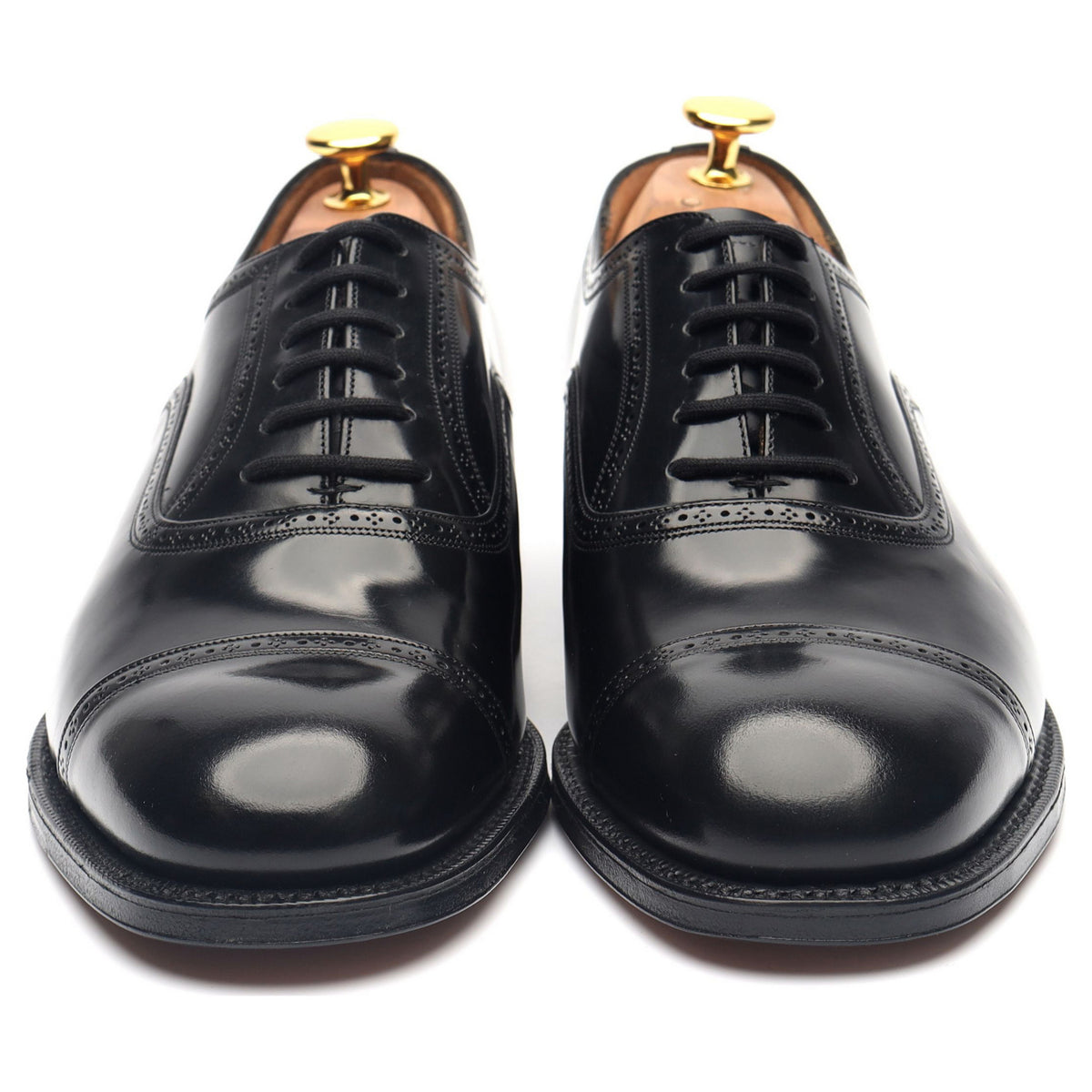 &#39;Charmouth&#39; Black Leather Oxford Semi Brogues UK 6 G