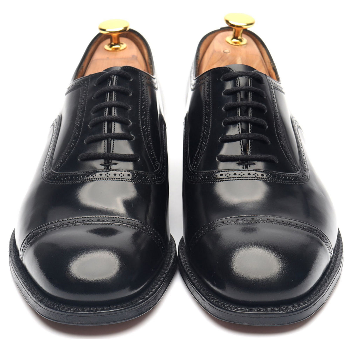 &#39;Charmouth&#39; Black Leather Oxford Semi Brogues UK 6 G