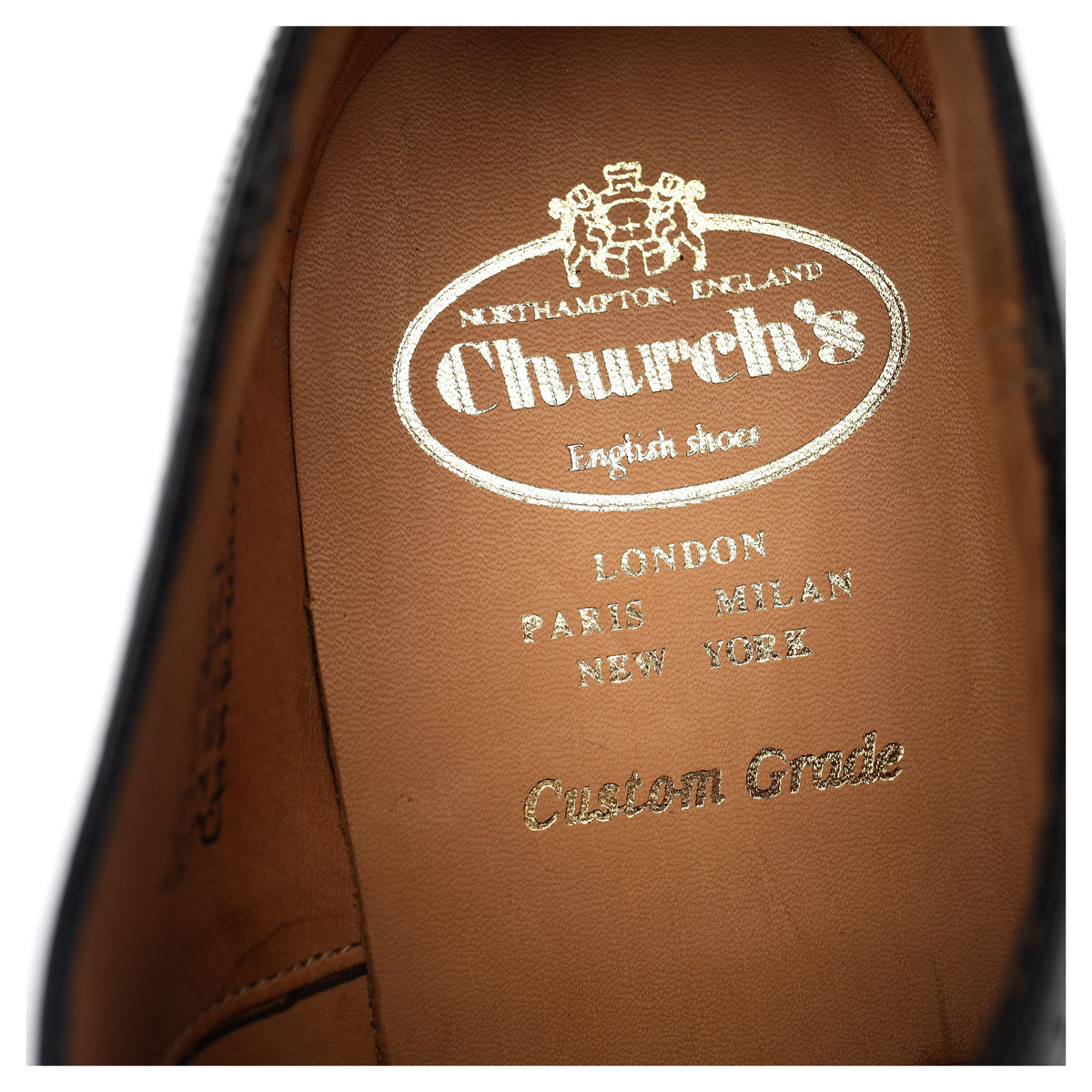 &#39;Charmouth&#39; Black Leather Oxford Semi Brogues UK 6 G
