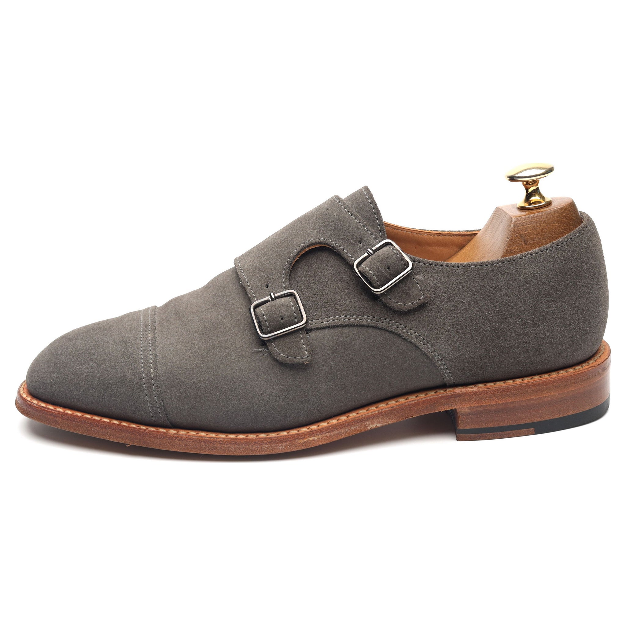 Grey Suede Double Monk Strap UK 6 F - Abbot's Shoes