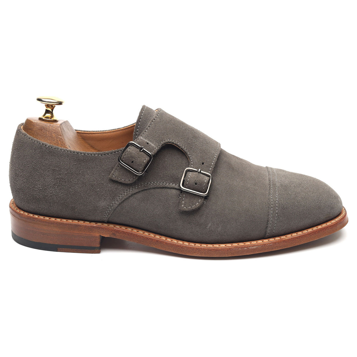 Grey Suede Double Monk Strap UK 6 F