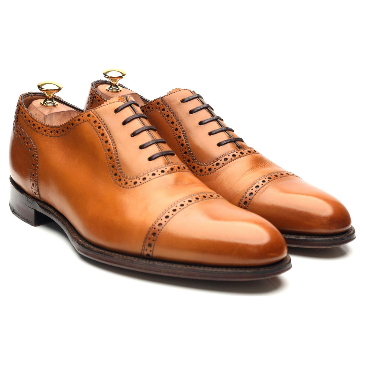 1880 Export Grade &#39;Trinity&#39; Tan Brown Leather Oxford Brogues UK 10 F