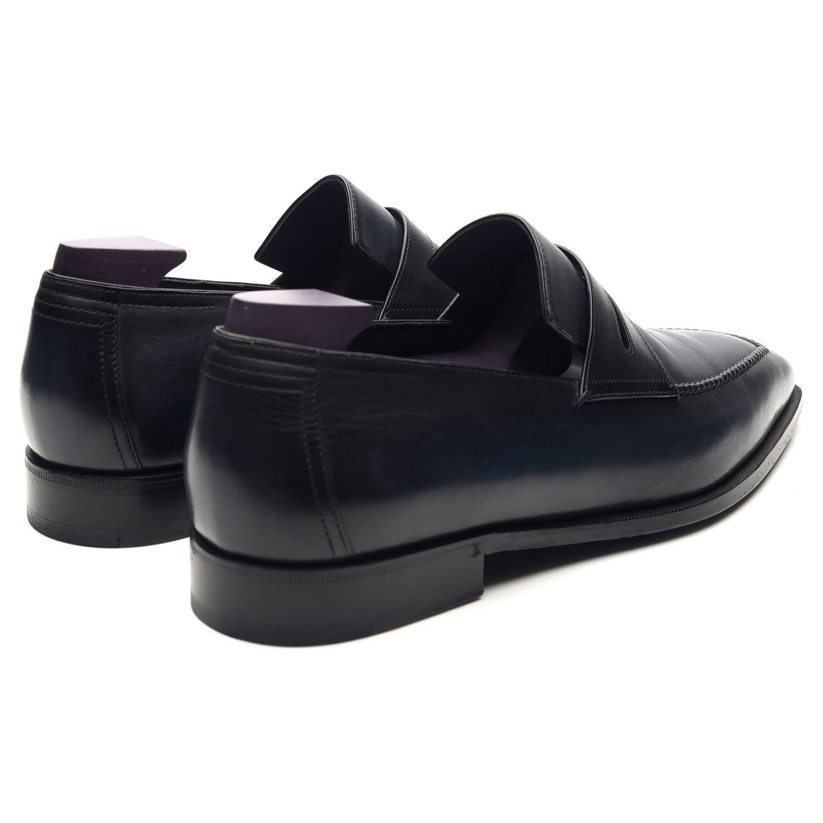 &#39;Andy&#39; Navy Blue Leather Loafers UK 9.5
