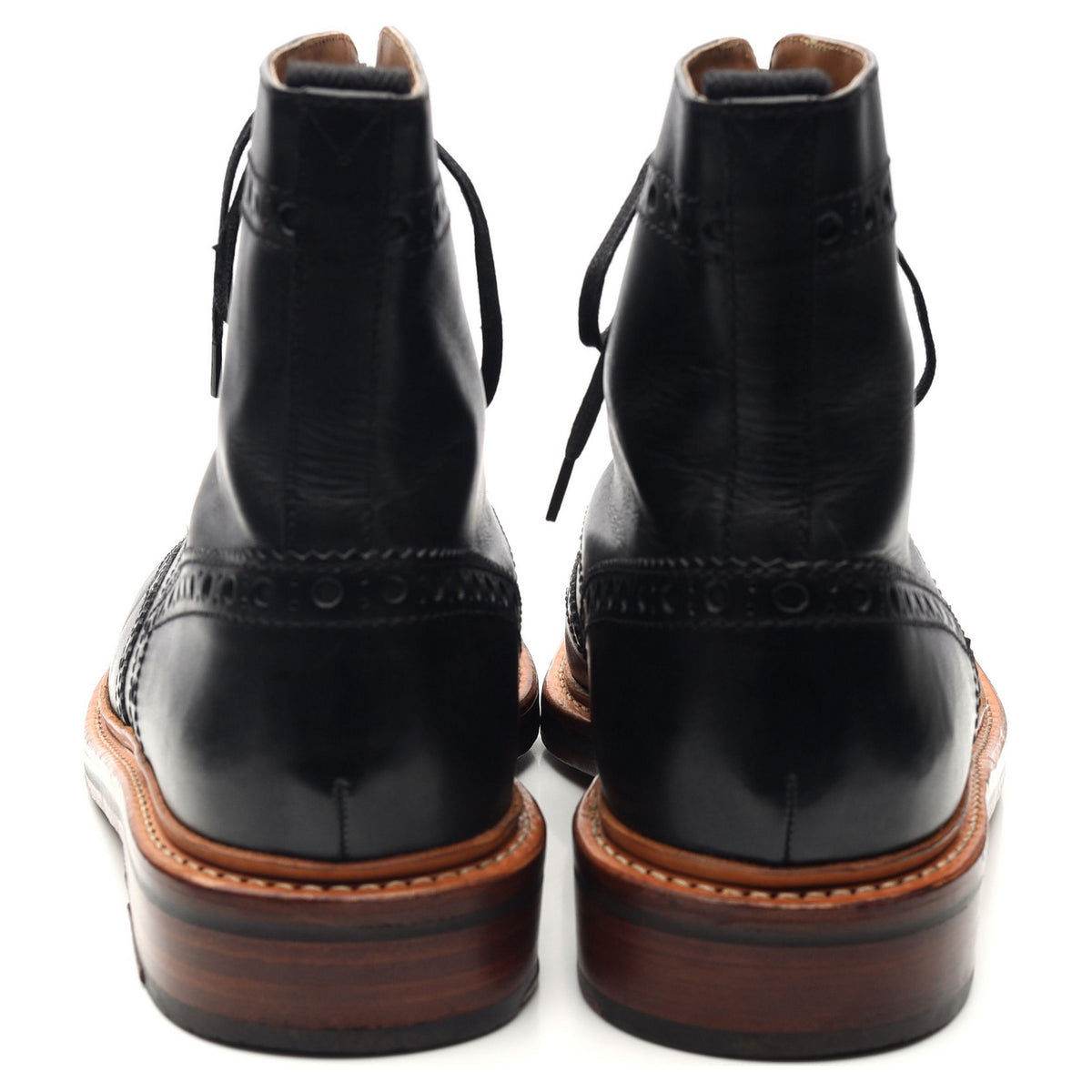 &#39;Fred&#39; Black Leather Brogue Boots UK 10 G