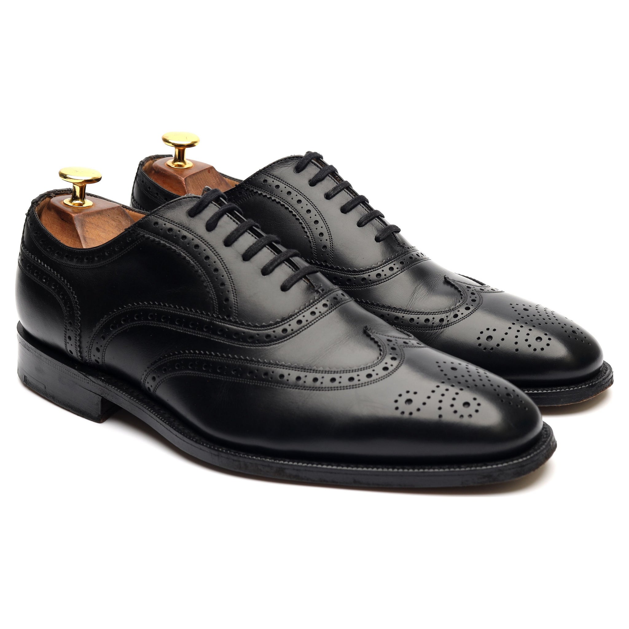 Charles' Black Leather Brogues UK 7.5 F - Abbot's Shoes